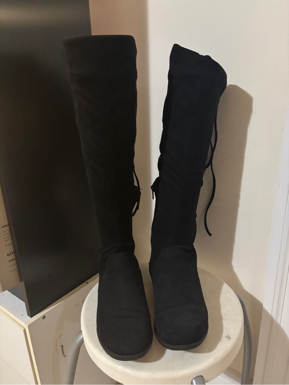 American Eagle Outfitters Black Over-The-Knee Suede-Look Boots